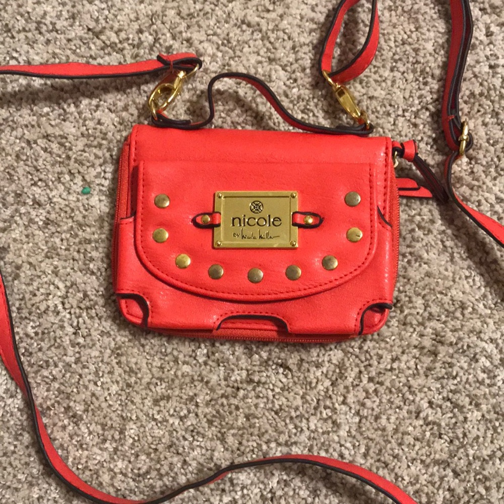 Neon coral Nicole by Nicole Miller crossbody bag